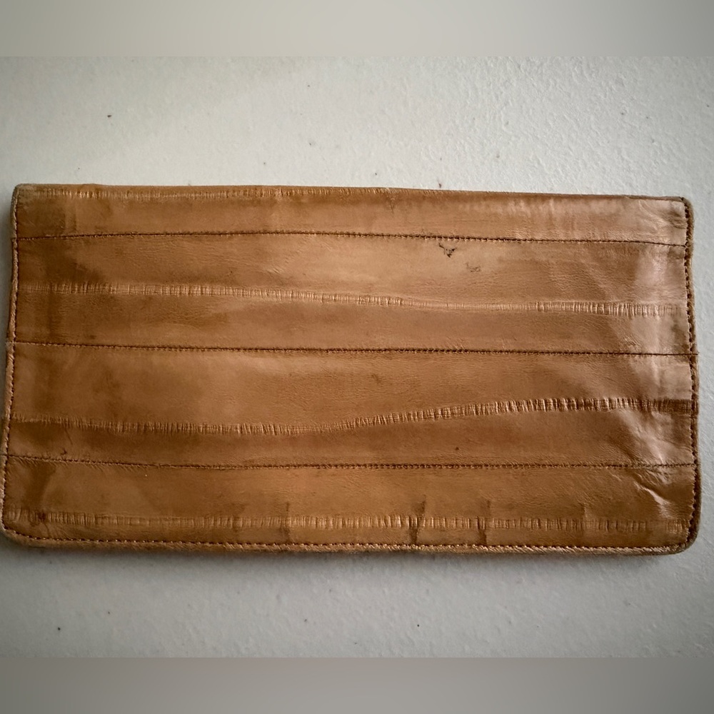 🤎💛🐍Genuine Exotic Tan Eel Skin Checkbook Cover RARE